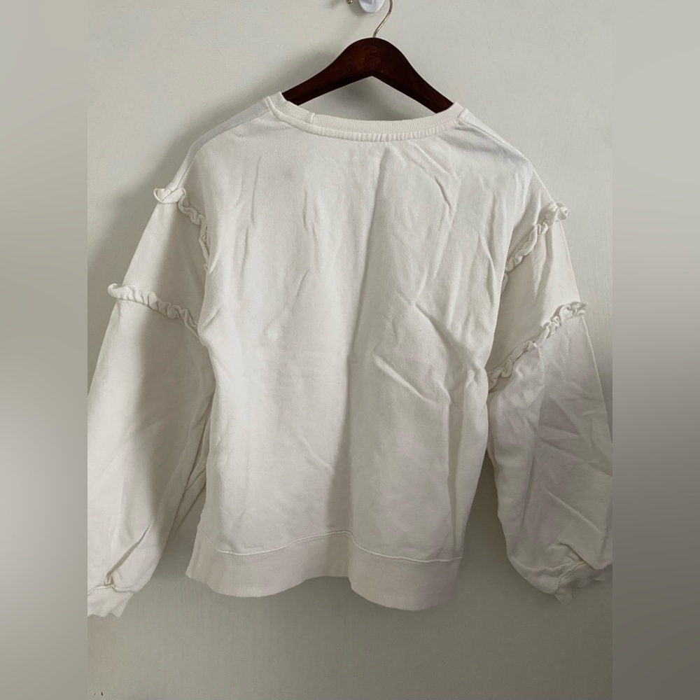 Time & Tru Ruffled Sweater |Color: White | Size: Small | - Picture 2 of 6